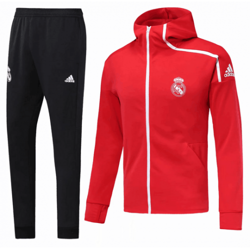 Real Madrid 18/19 Hoody Jacket Tracksuit Red With Pants